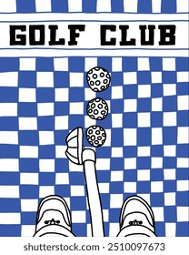 hand drawn cute golf club illustration