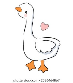 Ilustración vectorial de fondo de ganso lindo dibujado a mano 