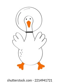 Hand drawn cute goose. Modern vector illustration.

