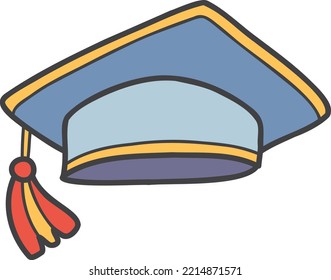 Hand Drawn cute Graduation cap illustration isolated on background