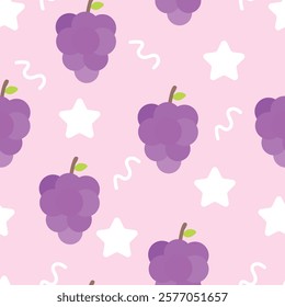 Hand drawn cute grape seamless pattern. Suitable for use for wallpaper, backdrop, wrapping paper, fabrics, textile, packaging, etc