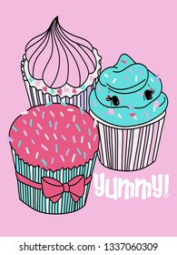 Hand drawn cute graphic for t shirt printing
