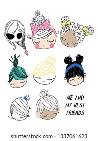 Hand drawn cute graphic for t shirt printing