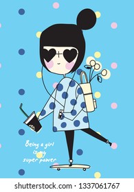 Hand drawn cute graphic for t shirt printing