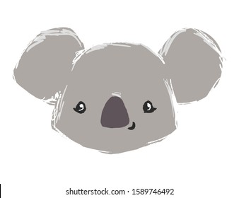 Hand drawn cute gray koala print for baby clothes. vector illustration