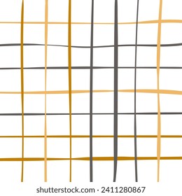 La mano dibujó una linda cuadrícula. doodle blanco, gris, marrón, amarillo, color beige trenzado con Checks. Gráfica de fondo cuadrado con textura. Impresión de grunge vectorial de rejilla de dibujo de línea de mano libre.