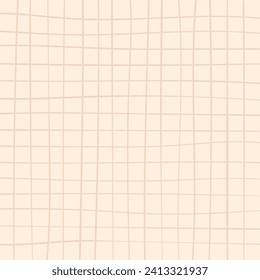 La mano dibujó una linda cuadrícula. doodle beige, dorado con chequitos. Gráfica de fondo cuadrado con textura. Impresión de grunge vectorial de rejilla de dibujo de línea de mano libre.