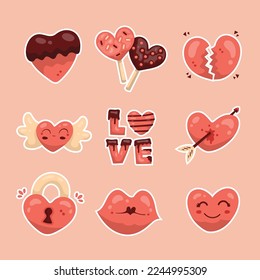 Hand drawn Cute Heart Element Collection. Romance Sign or Symbol