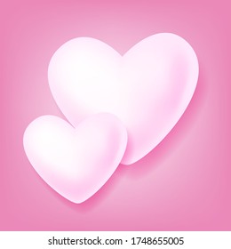 Hand drawn cute heart vector illustration on pink background, nature background, love symbol, valentines day element, icon, abstract cloud icon.