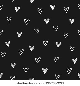 Hand drawn cute hearts background. Seamless pattern for Valentine's Day. Vector illustration.