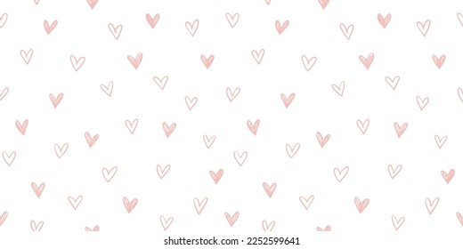 Hand drawn cute hearts background. Seamless pattern for Valentine's Day. Vector illustration.