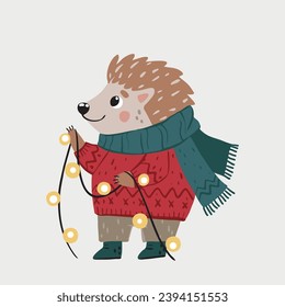 Hand drawn cute hedgehog character. Vector illustration, cartoon style.