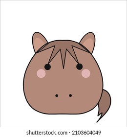 Hand drawn cute horse cartoon character vector isolated on white background. 