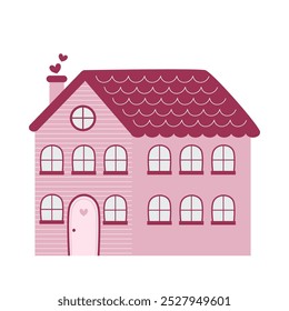 Hand drawn cute house flat vector