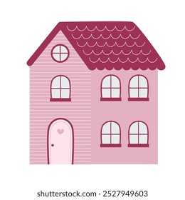 Hand drawn cute house flat vector