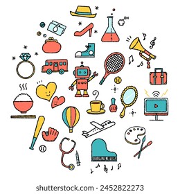 Hand drawn cute icon set (colorful)