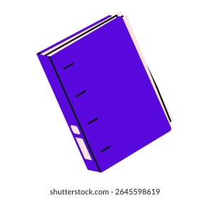 Hand drawn cute illustration of ring binder. Flat vector corporate file archive doodle. Folder with documents icon. Paper office data. Backup or system organizer. Isolated.