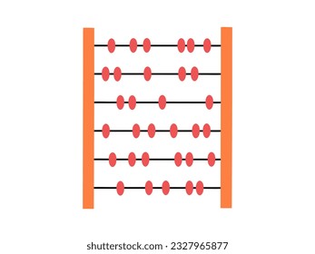 Hand drawn cute illustration of school abacus. Flat vector retro counting device in colored doodle style. Education or study sticker, icon. Back to school. Isolated on white background.