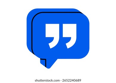 Hand drawn cute illustration of speech bubble and quotes sign. Flat vector message with citation doodle. Communication in messenger. Social media notification icon. Inspiration words. Isolated.
