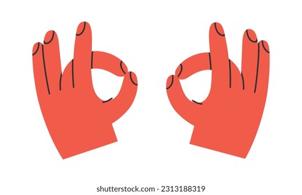 Hand drawn cute illustration of yoga shuni mudra. Flat vector hand position at meditation symbol in colored doodle style. Mental health, self care sticker, icon or print. Isolated on white background.