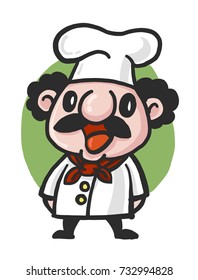Hand drawn Cute Italian Chef Character mascot vector illustration