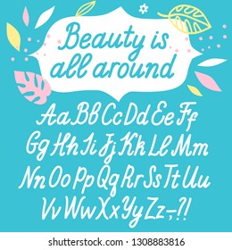 Hand drawn cute italic calligraphy vector ABC letters. Beautiful font for your design.