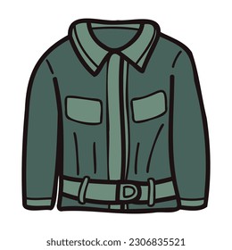 Hand Drawn cute jackets for men in doodle style isolated on background