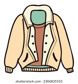 Chaquetas tiernas de mano para hombres con estilo doodle aislados en segundo plano