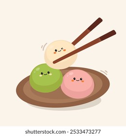 Hand Drawn Cute Japanese Rice Cake Mochi Illustration