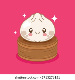 Dibujado a mano lindo kawaii dumpling ilustración de dibujos animados