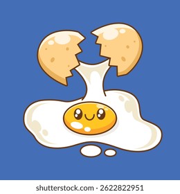 Hand drawn cute kawaii egg cartoon illustration