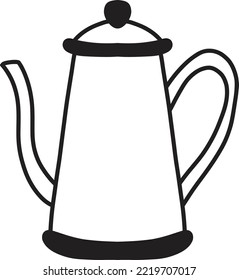 Hand Drawn linda ilustración de la hervidera aislada en el fondo