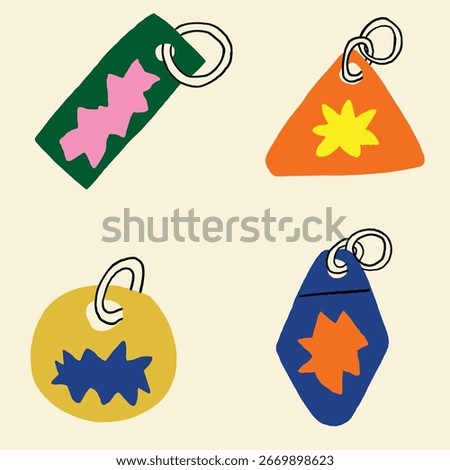 hand drawn cute keychain pop art illustration