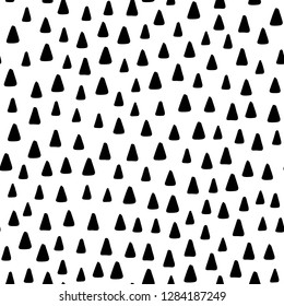 Hand drawn cute kids abstract seamless pattern. Rustic, boho simple black and white background. Cartoon illustration