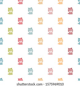 hand drawn cute kittens seamless pattern