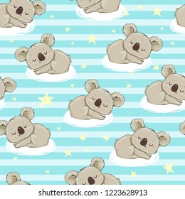 Hand Drawn cute koala Pattern, print design background, children print textile design