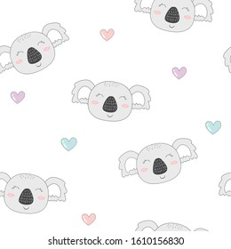 Hand Drawn cute koala Pattern, print design background, children print textile design