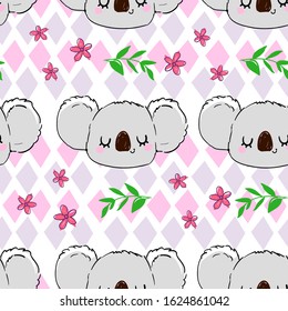 Hand Drawn cute koala Pattern, print design background, children print textile design