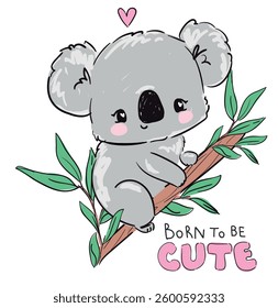 Hand Drawn Cute Koala Vector Kids print 