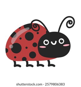 Hand drawn cute ladybug. Suitable for clip art, stickers, flat design illustration, etc