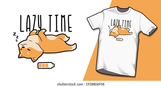 Hand drawn cute lazy dogs sleeping tshirt template designs