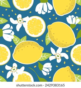 Hand drawn cute lemon and flower, leaves small seamless pattern for fashion prints decoration, fabric, wallpaper and all prints on background earth tone color.