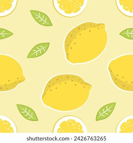 Hand drawn cute lemon and leaves small seamless pattern for fashion prints decoration, fabric, wallpaper and all prints on background earth tone color.