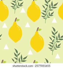 Hand drawn cute lemon seamless pattern. Suitable for use for wallpaper, backdrop, wrapping paper, fabrics, textile, packaging, etc