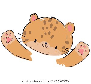 Dibujo manual lindo leopardo simple ilustración niños imprimir tendencia manchas leopardo vector