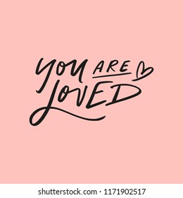 Hand drawn cute lettering postcard, poster, sticker. Love quote. Vector illustration