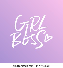 Hand drawn cute lettering postcard, poster, sticker. Girl boss text. Vector illustration