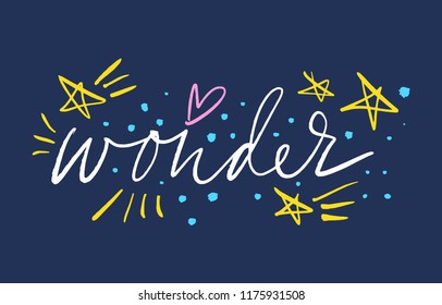 Hand drawn cute lettering postcard, poster, sticker. Vector illustration