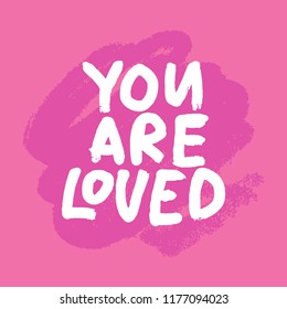 Hand drawn cute lettering postcard, poster, sticker. Love text. Vector illustration