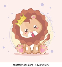 hand drawn cute lion vector illustration for kids